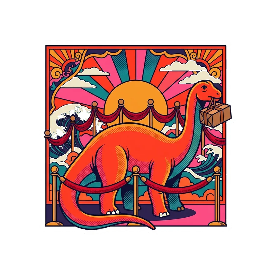 Apatosaurus — Post office line dinosaur sticker, Kaiju Sunrise collection