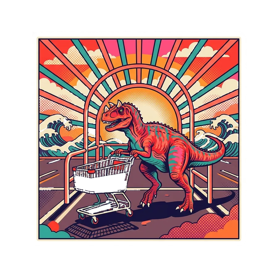Ceratosaurus — Returning the cart dinosaur sticker, Kaiju Sunrise collection