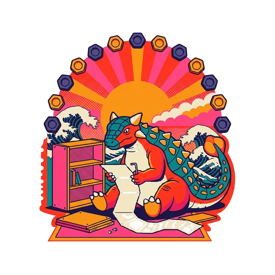 Euoplocephalus — Flat pack furniture dinosaur sticker, Kaiju Sunrise collection