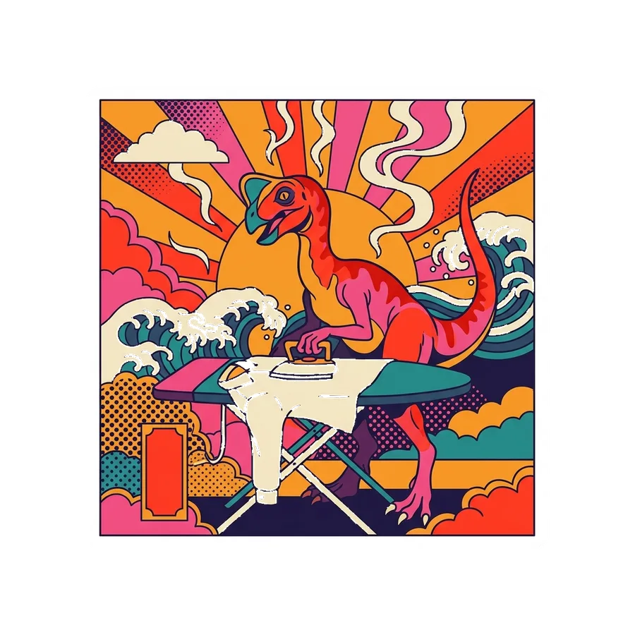 Oviraptor — Ironing dinosaur sticker, Kaiju Sunrise collection