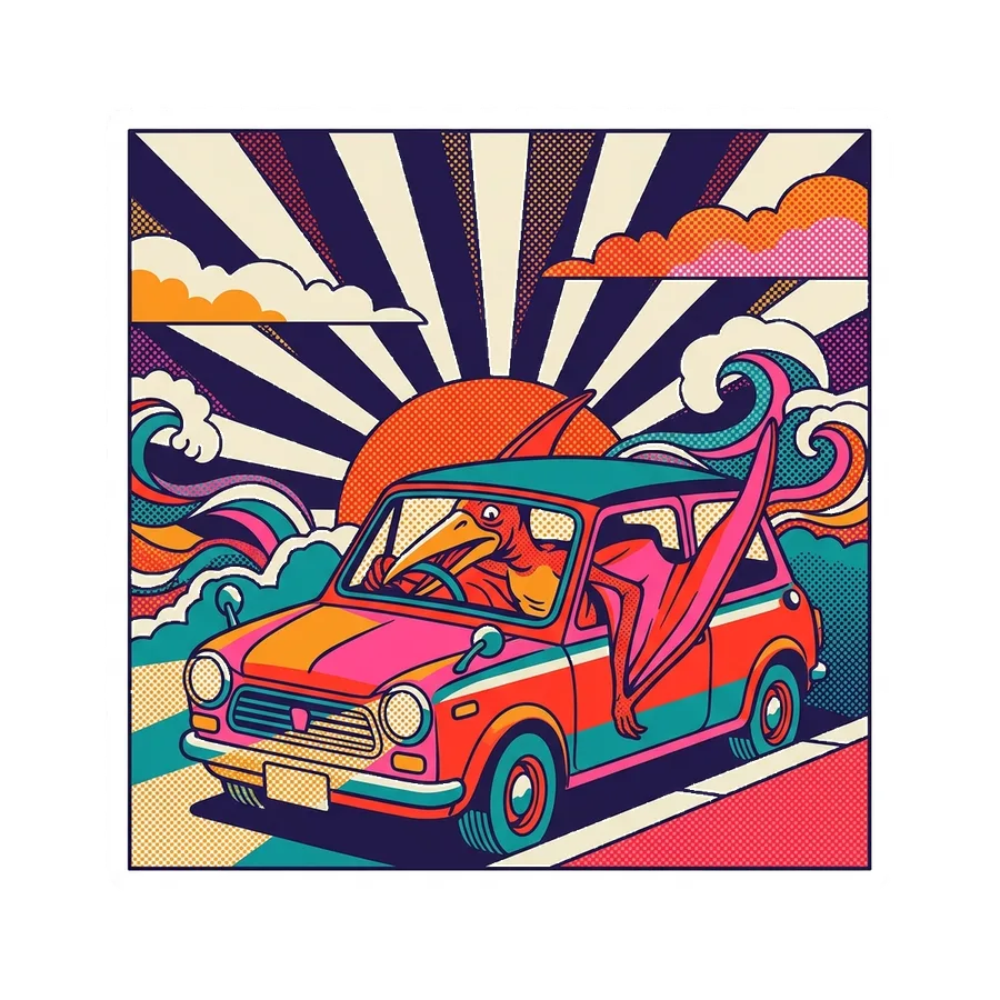 Pteranodon — Parallel parking dinosaur sticker, Kaiju Sunrise collection