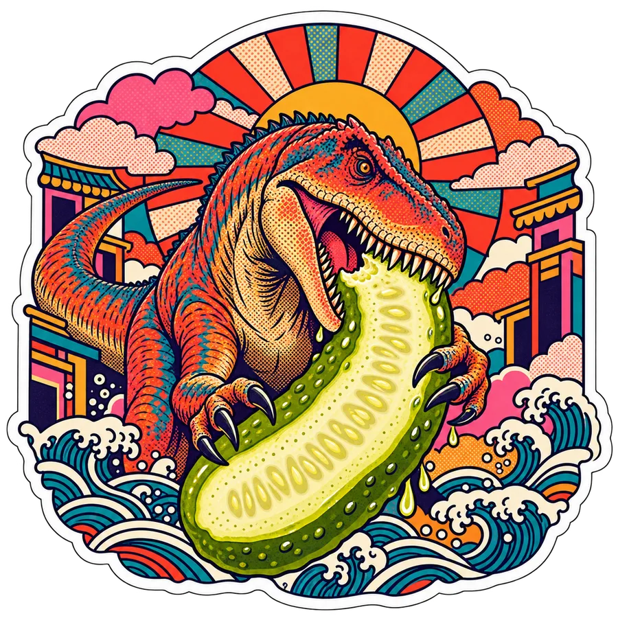 Giganotosaurus — Giant half-sour dinosaur sticker, Kaiju Sunrise collection