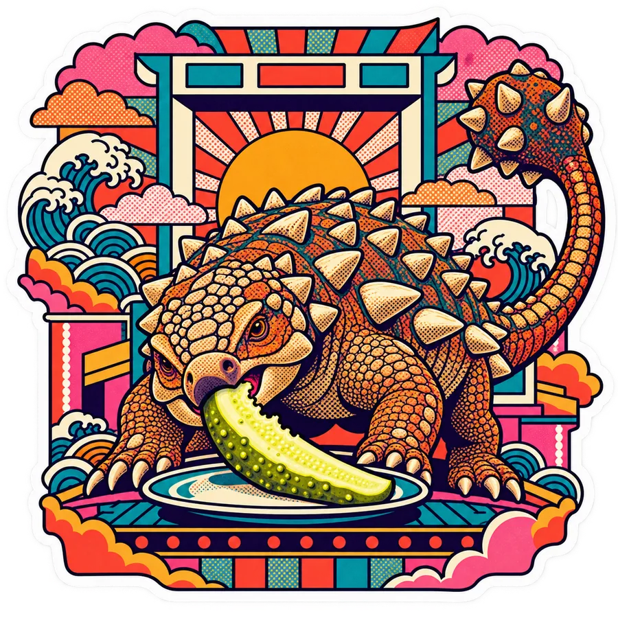 Euoplocephalus — Half-sour spear dinosaur sticker, Kaiju Sunrise collection
