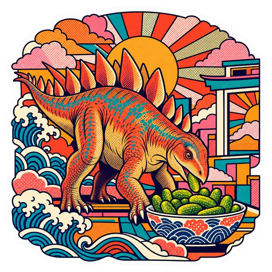 Huayangosaurus — Baby pickles dinosaur sticker, Kaiju Sunrise collection