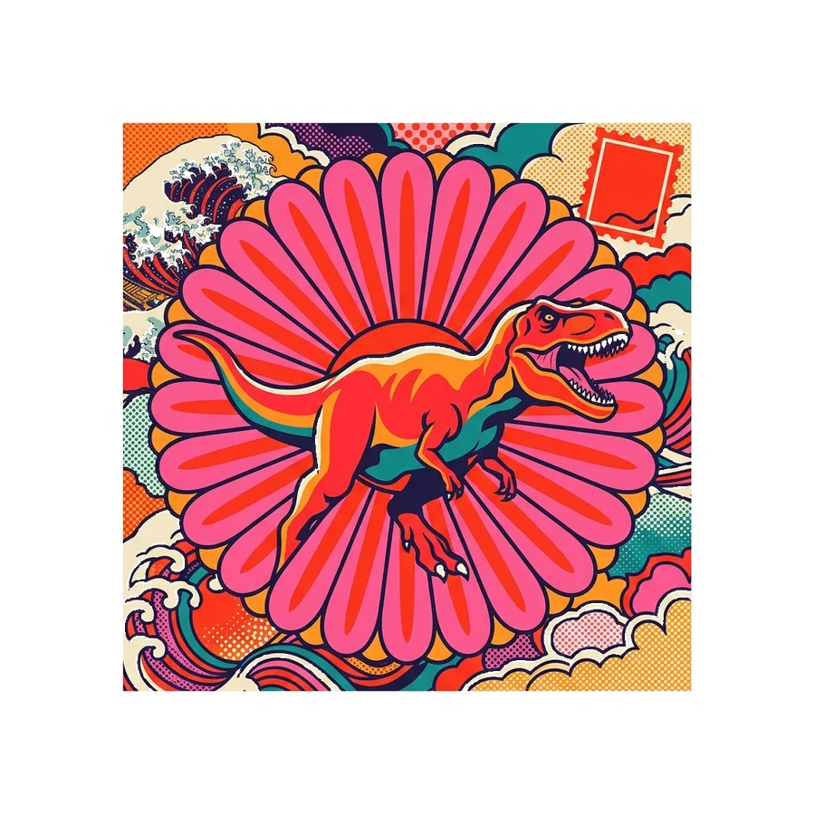 Albertosaurus kiku sun sticker