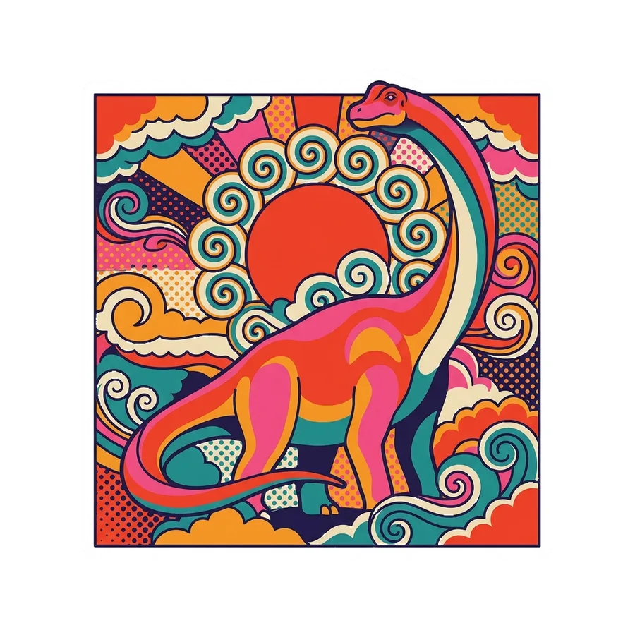 Camarasaurus — Ruyi cloud sun dinosaur sticker, Kaiju Sunrise collection
