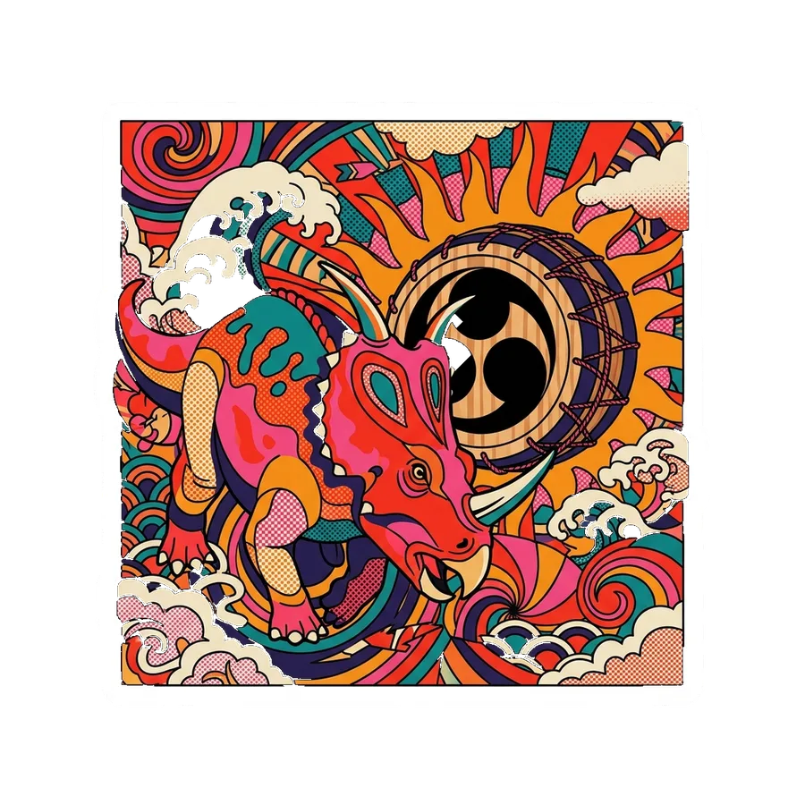 Centrosaurus — Taiko sun dinosaur sticker, Kaiju Sunrise collection