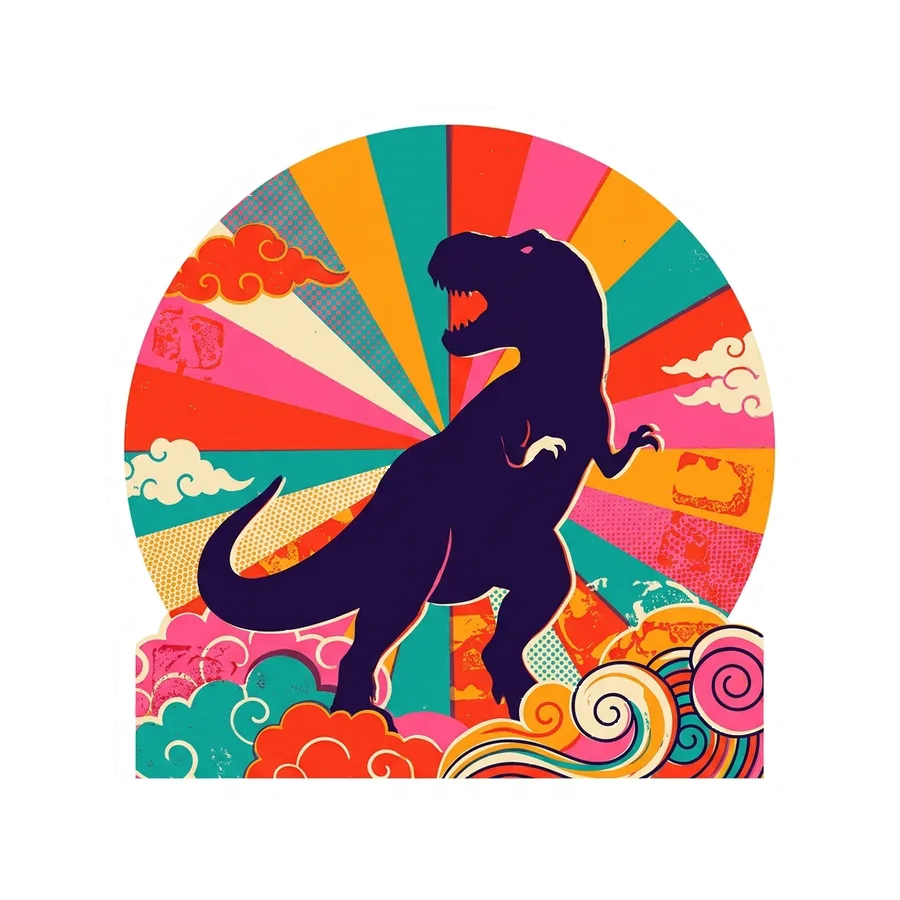 Daspletosaurus — Pie segment sun dinosaur sticker, Kaiju Sunrise collection