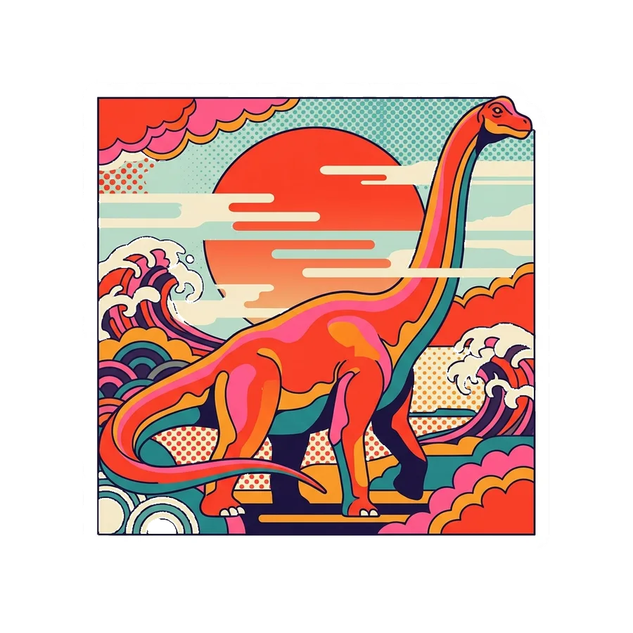 Dreadnoughtus — Mist band sun dinosaur sticker, Kaiju Sunrise collection