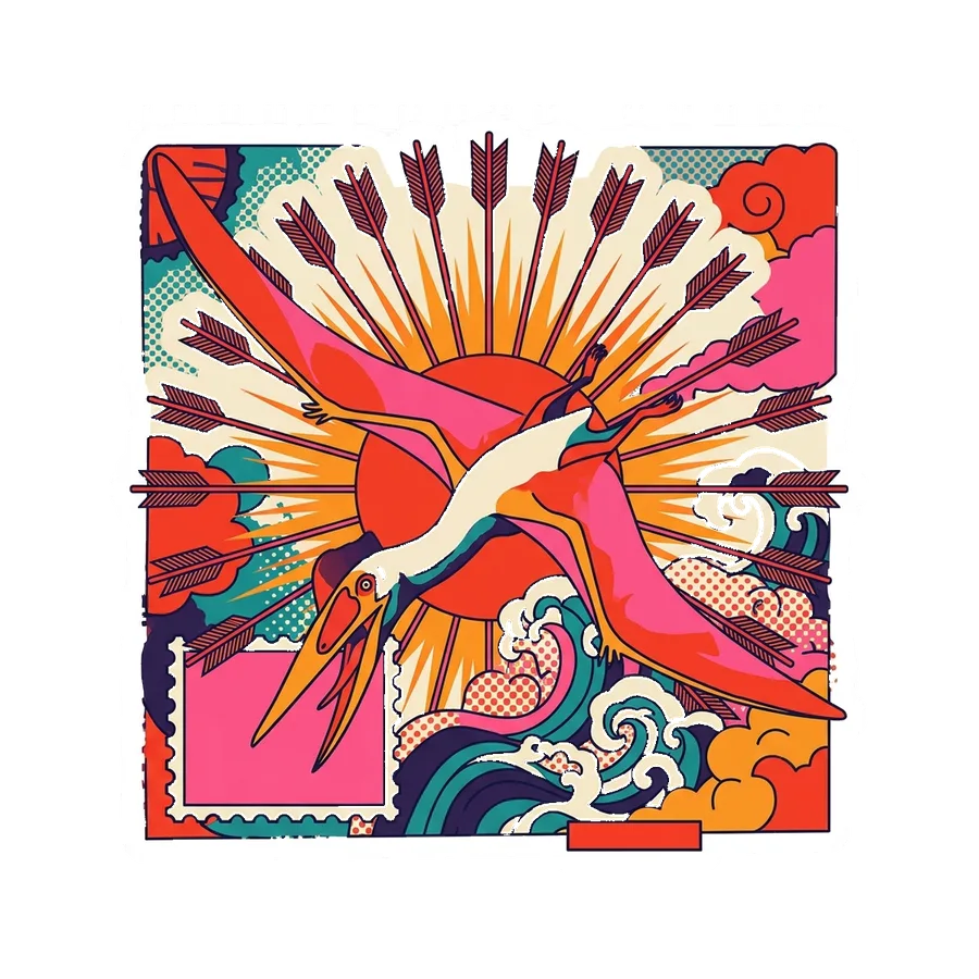 Hatzegopteryx — Arrow ray sun dinosaur sticker, Kaiju Sunrise collection