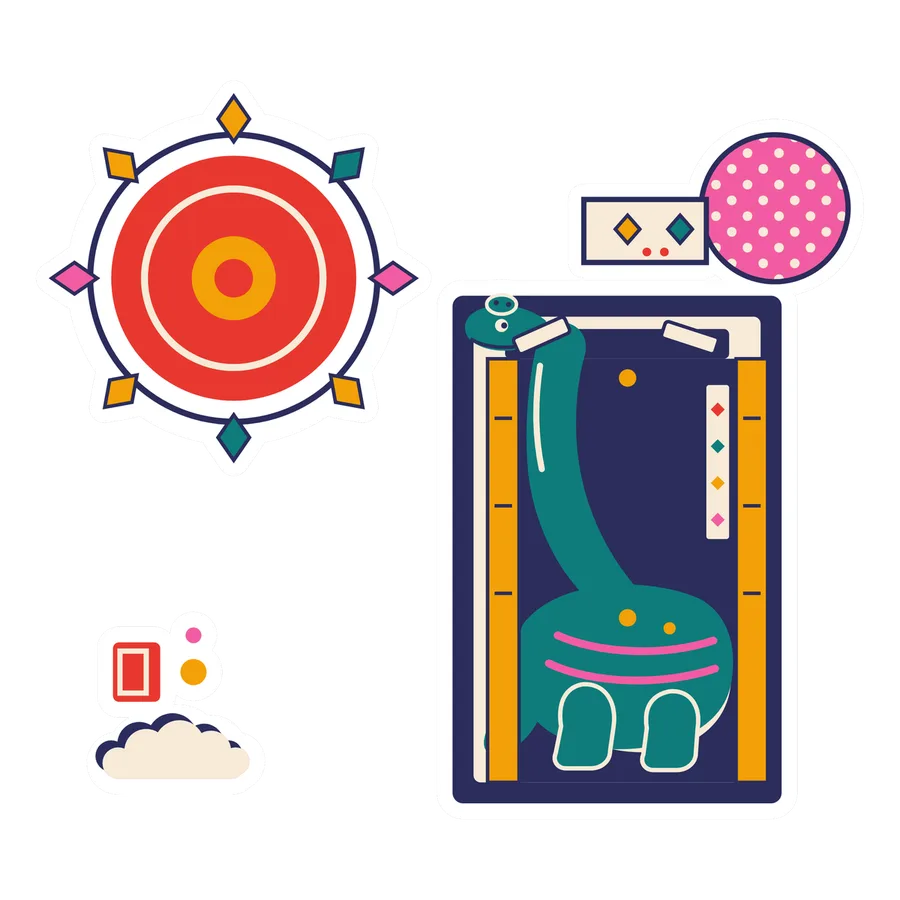 Brachiosaurus — In the elevator dinosaur sticker, Sunrise Flats collection