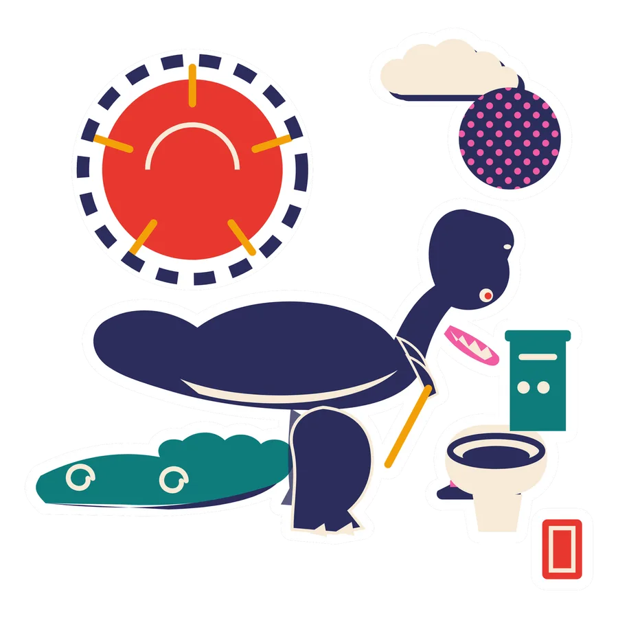 Carcharodontosaurus — Plunging toilet dinosaur sticker, Sunrise Flats collection