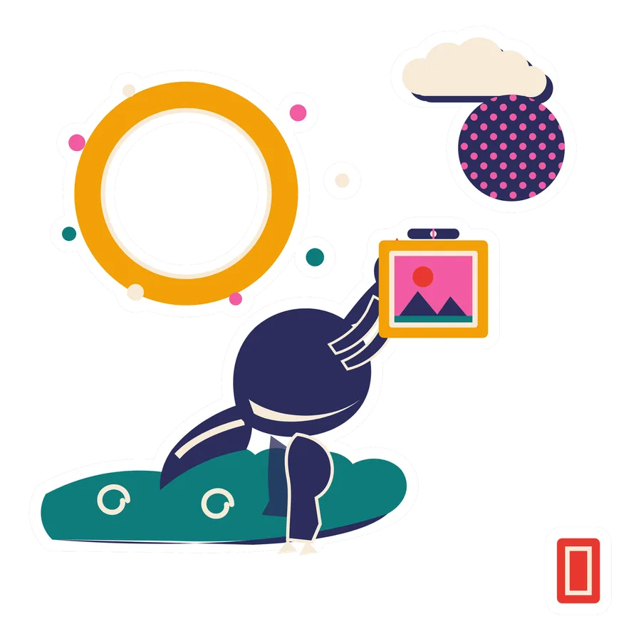 Coelophysis — Hanging a picture dinosaur sticker, Sunrise Flats collection