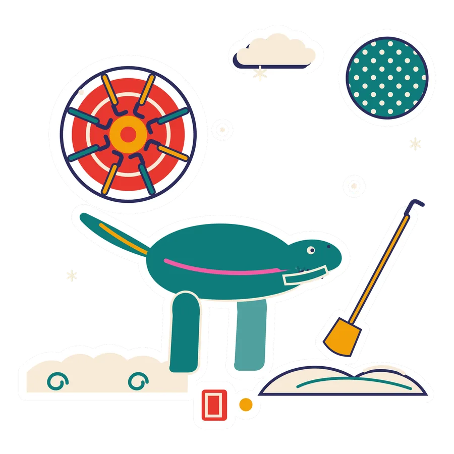Daspletosaurus — Shoveling snow dinosaur sticker, Sunrise Flats collection