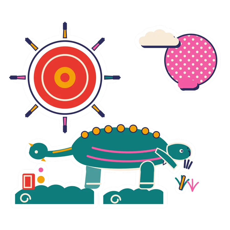 Euoplocephalus — Weeding the garden dinosaur sticker, Sunrise Flats collection