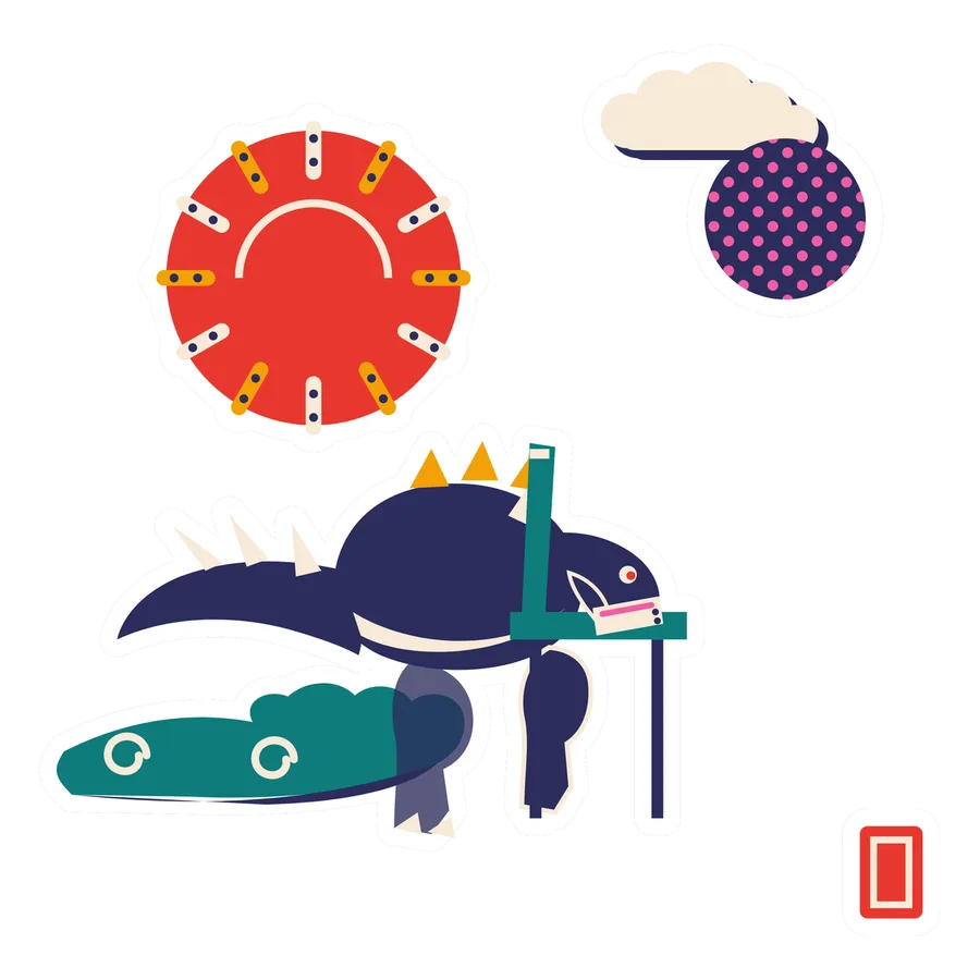 Kentrosaurus — Waiting at the dmv dinosaur sticker, Sunrise Flats collection