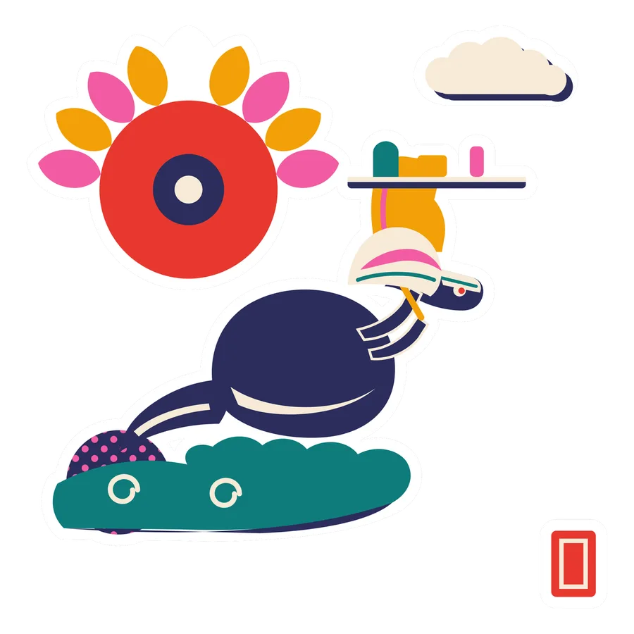 Lambeosaurus — Dusting dinosaur sticker, Sunrise Flats collection