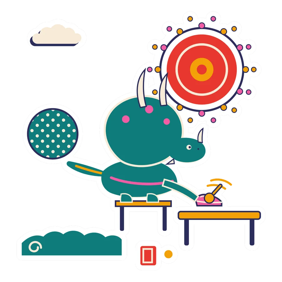 Pentaceratops — Polishing shoes dinosaur sticker, Sunrise Flats collection