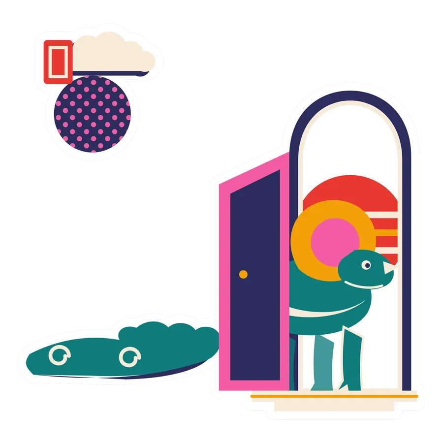 Protoceratops — Waiting for a delivery dinosaur sticker, Sunrise Flats collection