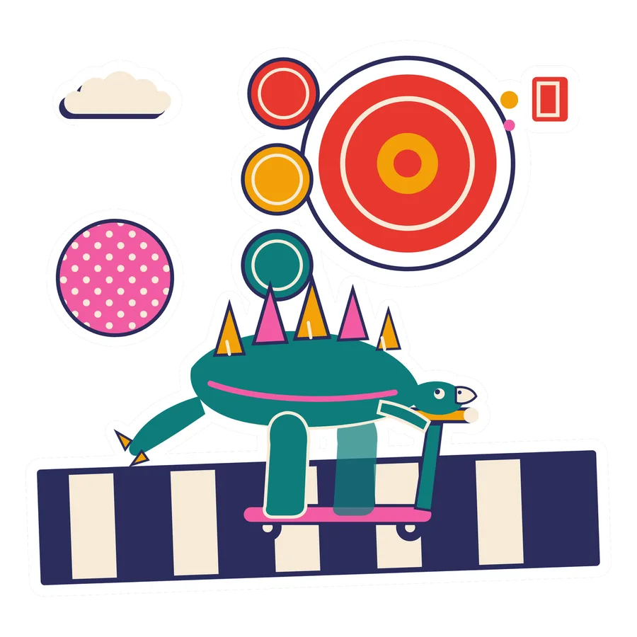 Stegosaurus — Waiting at the red light dinosaur sticker, Sunrise Flats collection