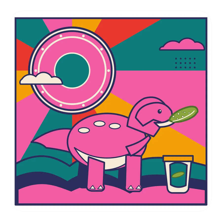 Pachyrhinosaurus — Eating a pickle dinosaur sticker, Sunrise Flats collection