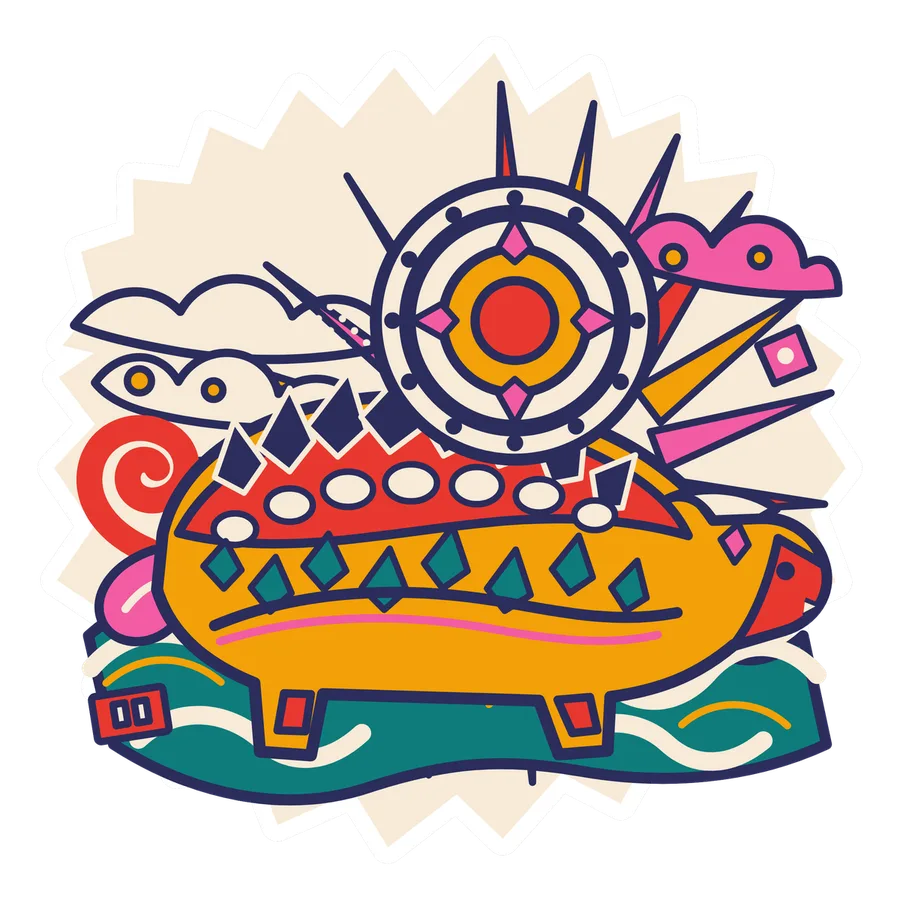 Ankylosaurus — Armor sun dinosaur sticker, Sunrise Flats collection