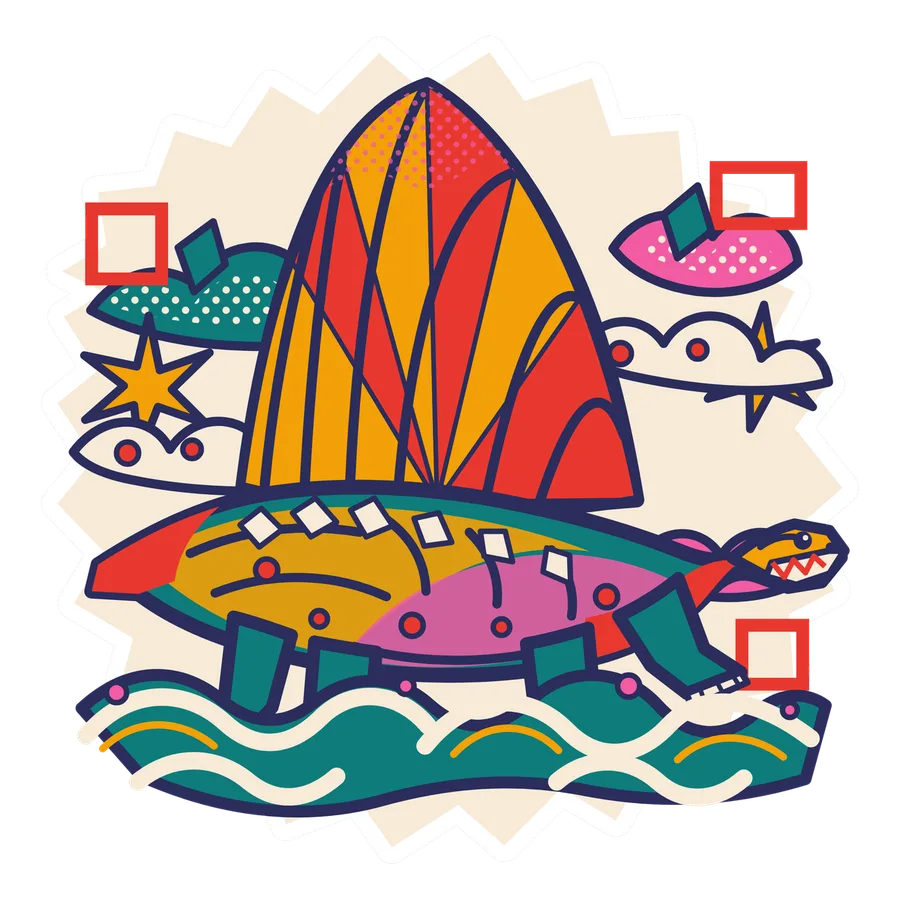 Dimetrodon — Sail sun dinosaur sticker, Sunrise Flats collection