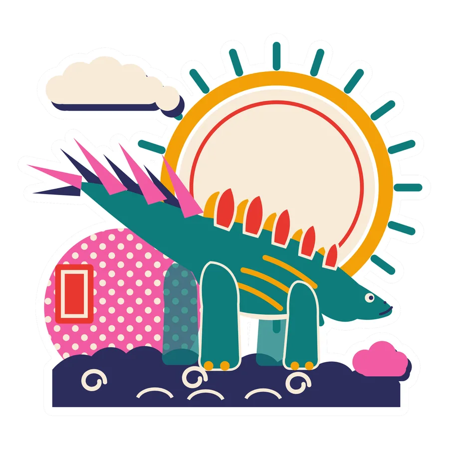 Kentrosaurus — Halo sun dinosaur sticker, Sunrise Flats collection
