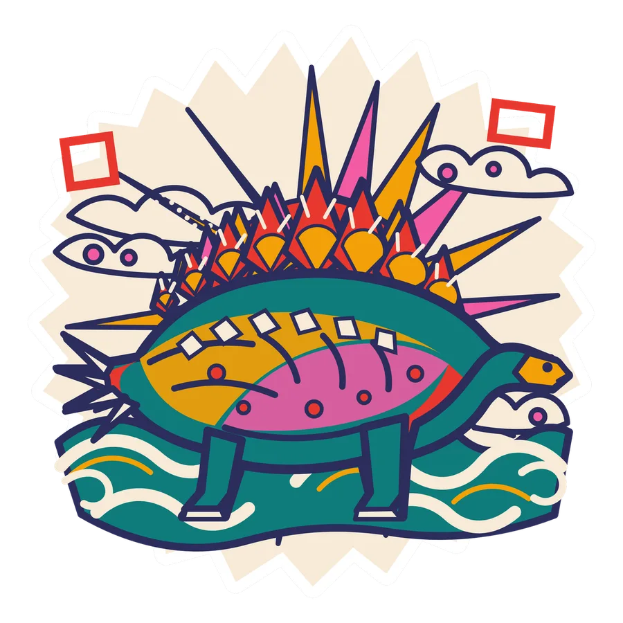 Stegosaurus — Plate sun dinosaur sticker, Sunrise Flats collection