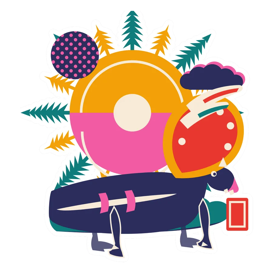 Pentaceratops — Pine ray sun dinosaur sticker, Sunrise Flats collection