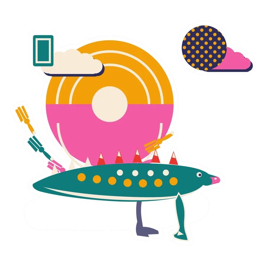 Polacanthus — Tassel fringe sun dinosaur sticker, Sunrise Flats collection