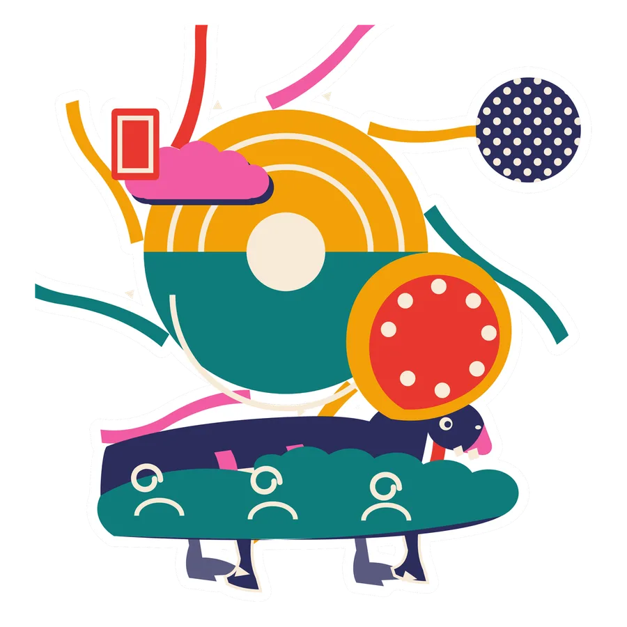 Protoceratops — Kite tail sun dinosaur sticker, Sunrise Flats collection