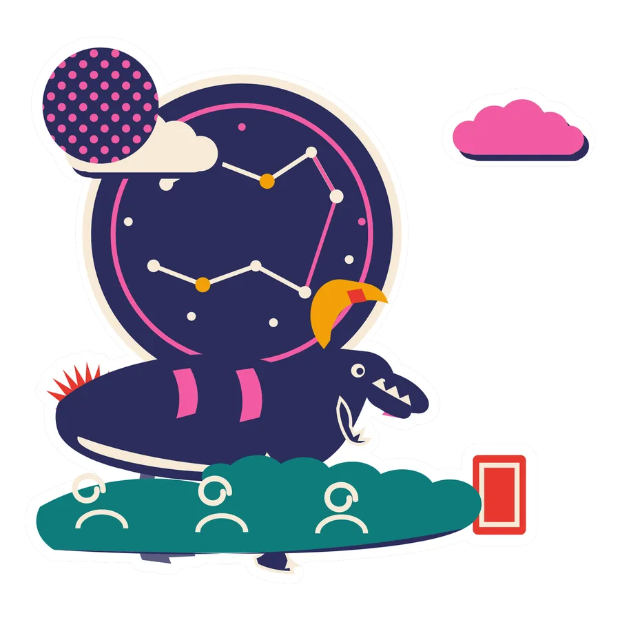 Psittacosaurus — Star map sun dinosaur sticker, Sunrise Flats collection
