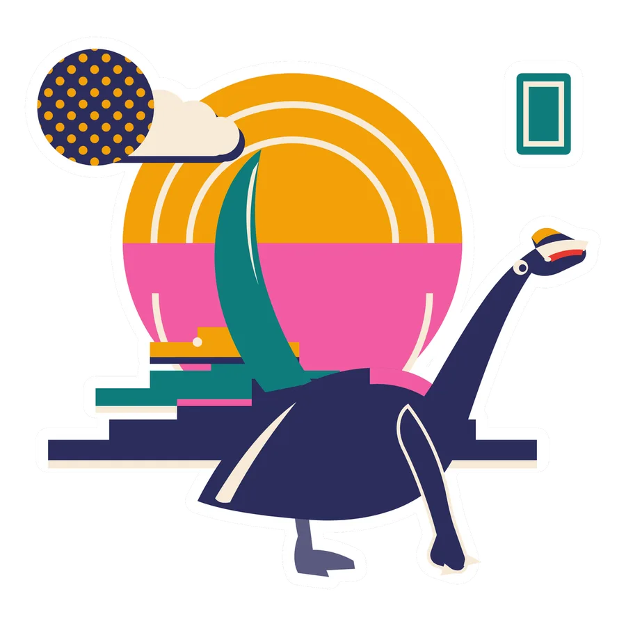 Quetzalcoatlus — Terrace sun dinosaur sticker, Sunrise Flats collection