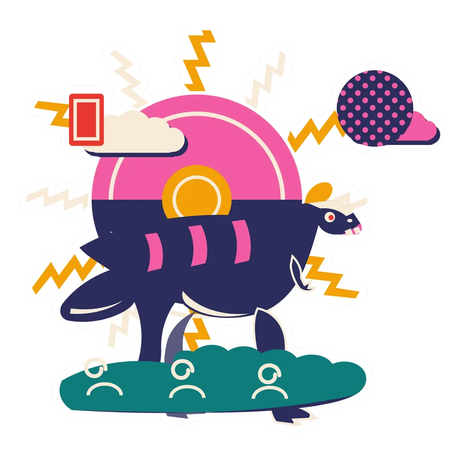 Rajasaurus — Zigzag sun dinosaur sticker, Sunrise Flats collection