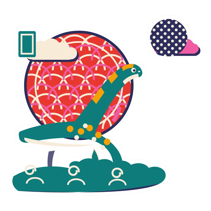 Saltasaurus — Fish scale sun dinosaur sticker, Sunrise Flats collection