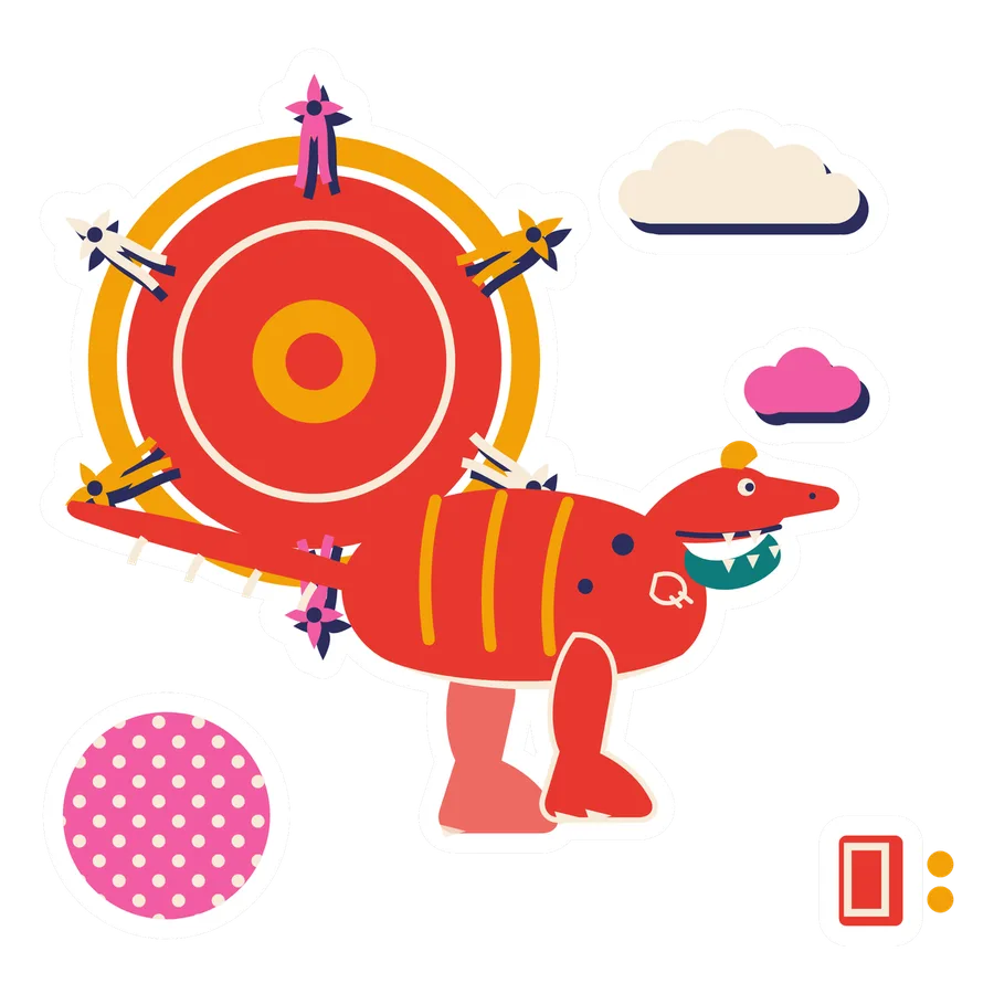 Yangchuanosaurus — Mizuhiki sun dinosaur sticker, Sunrise Flats collection