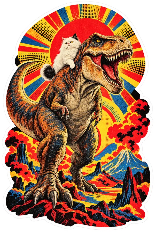 Cosmic Cats dinosaur stickers