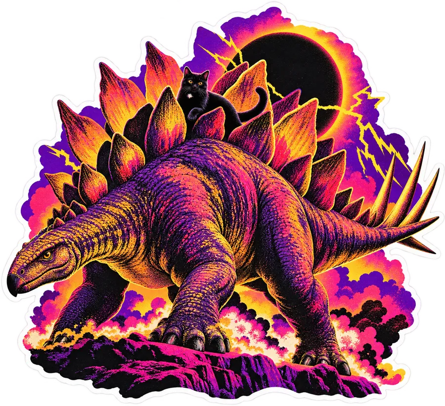 Stegosaurus — With a cat dinosaur sticker, Cosmic Cats collection