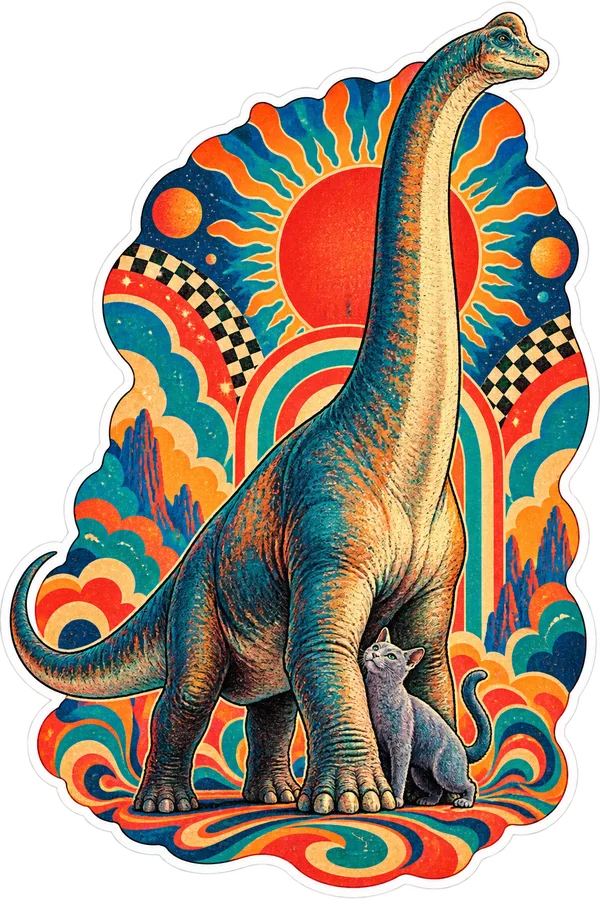 Brachiosaurus — With a cat dinosaur sticker, Cosmic Cats collection