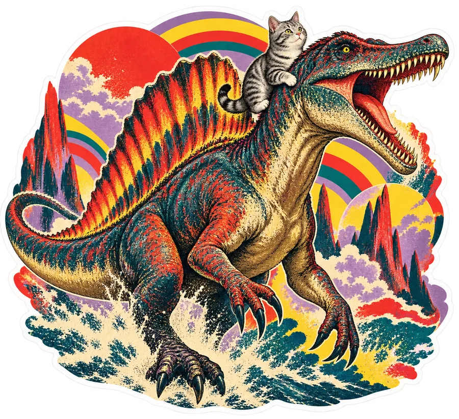 Spinosaurus — With a cat dinosaur sticker, Cosmic Cats collection