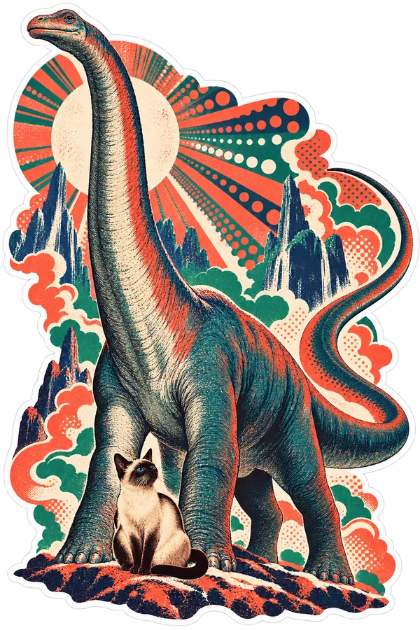 Diplodocus — With a cat dinosaur sticker, Cosmic Cats collection