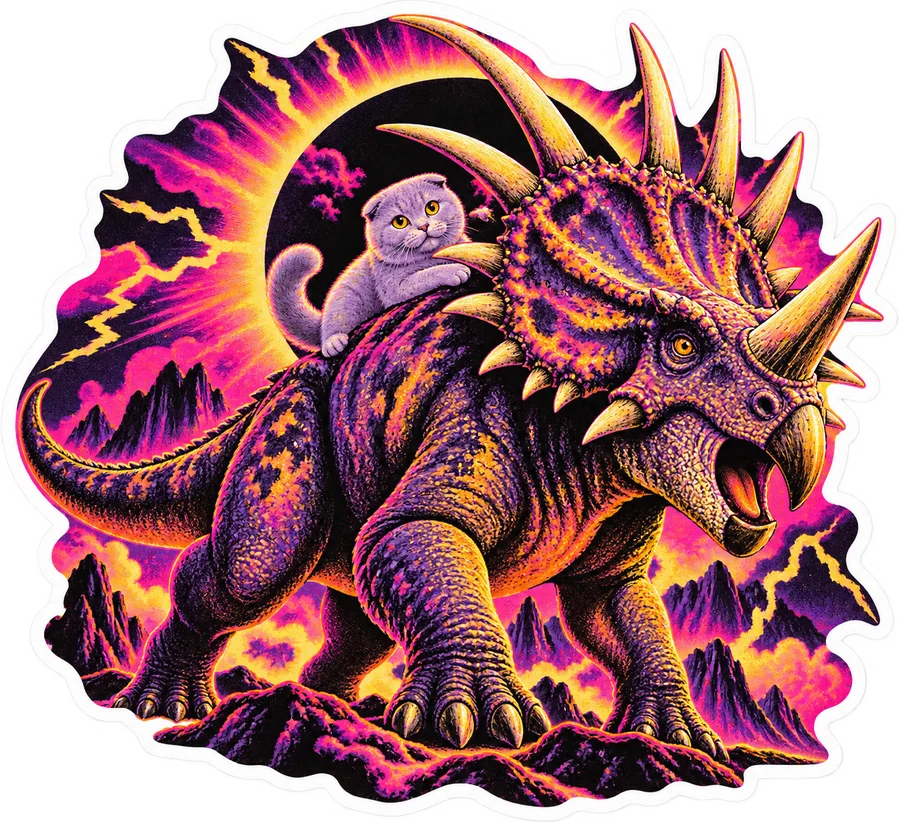 Styracosaurus — With a cat dinosaur sticker, Cosmic Cats collection