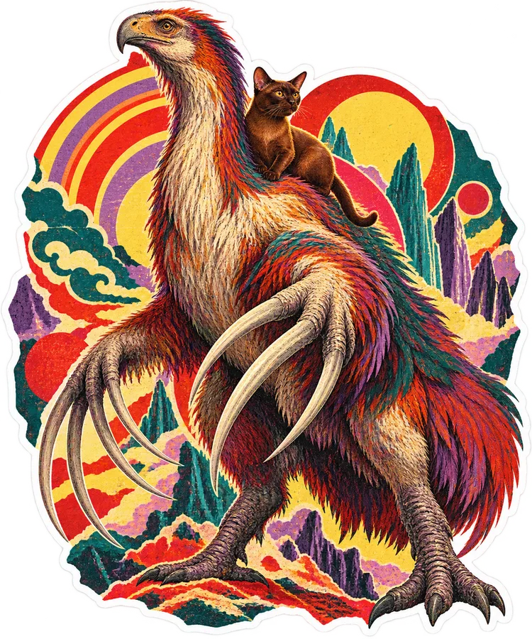 Therizinosaurus — With a cat dinosaur sticker, Cosmic Cats collection