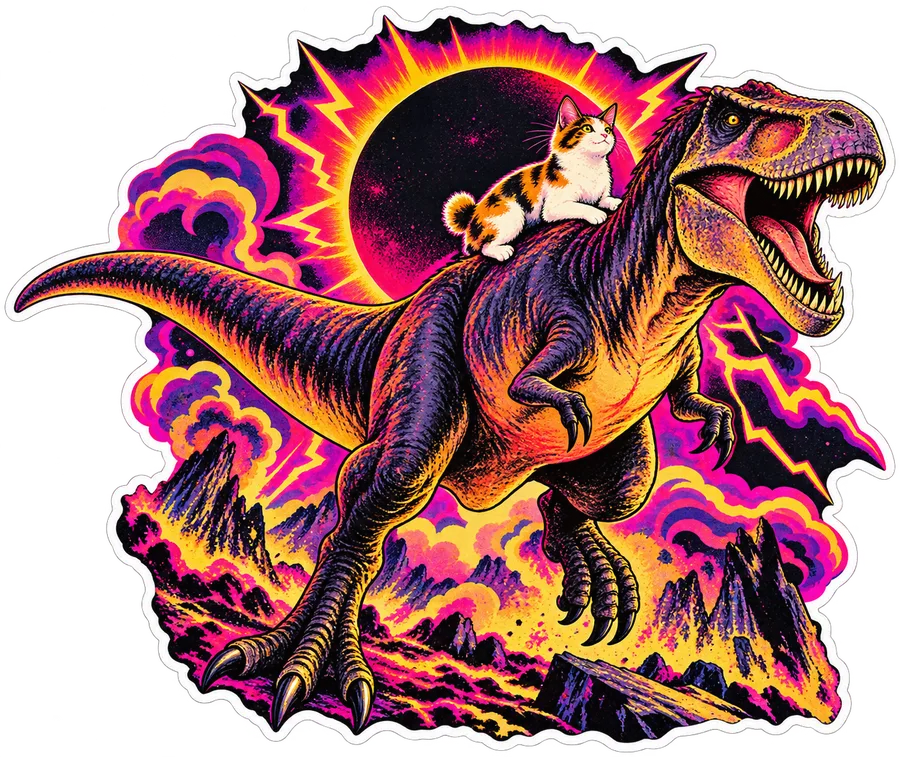 Albertosaurus — With a cat dinosaur sticker, Cosmic Cats collection