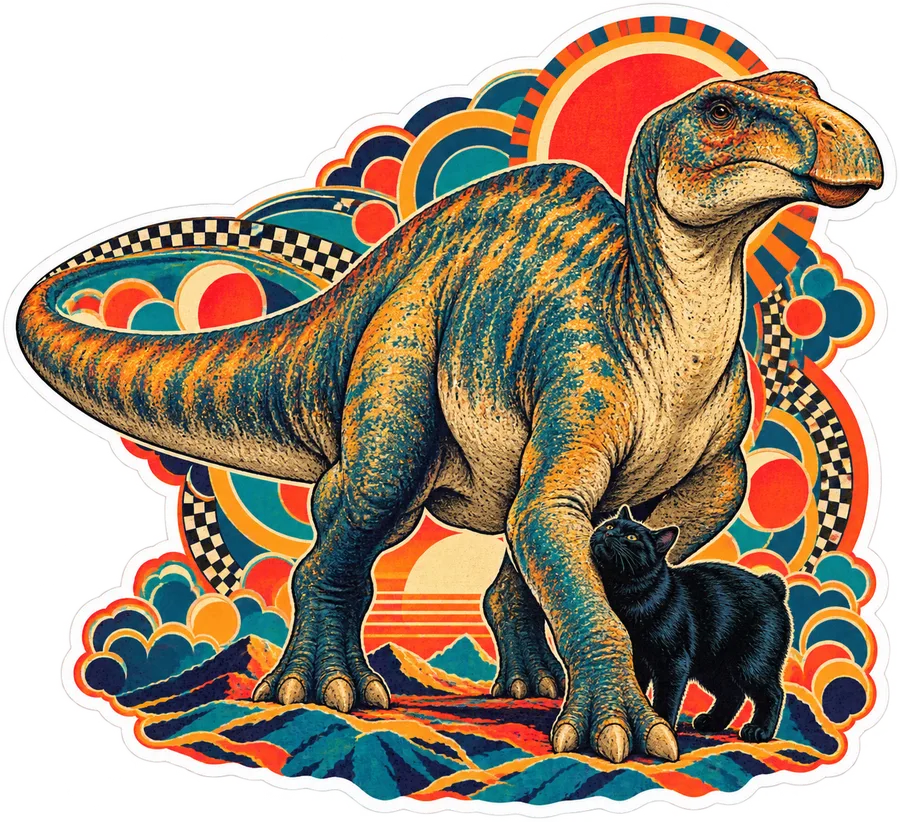 Edmontosaurus — With a cat dinosaur sticker, Cosmic Cats collection