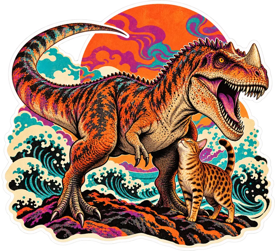 Ceratosaurus — With a cat dinosaur sticker, Cosmic Cats collection