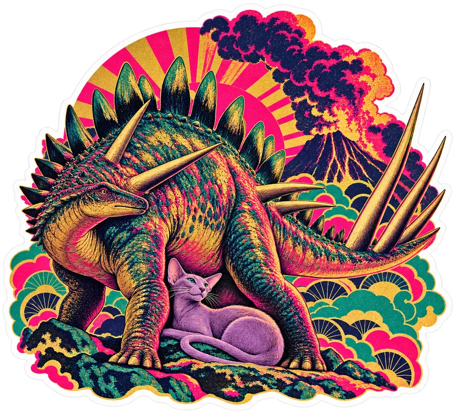 Kentrosaurus — With a cat dinosaur sticker, Cosmic Cats collection