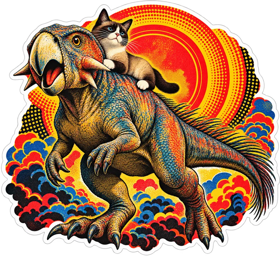 Psittacosaurus — With a cat dinosaur sticker, Cosmic Cats collection