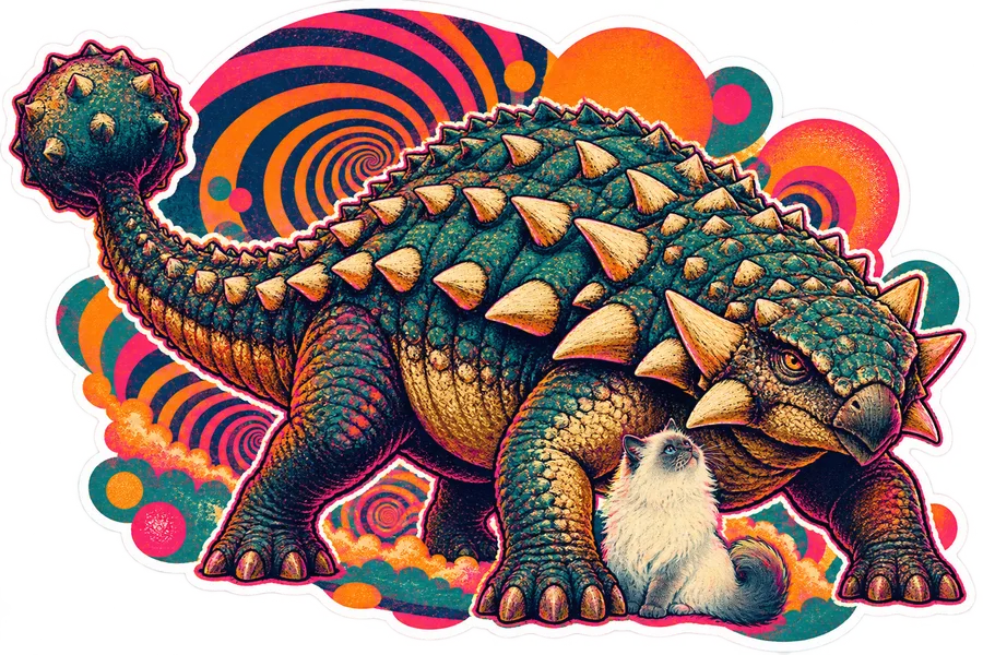 Euoplocephalus — With a cat dinosaur sticker, Cosmic Cats collection